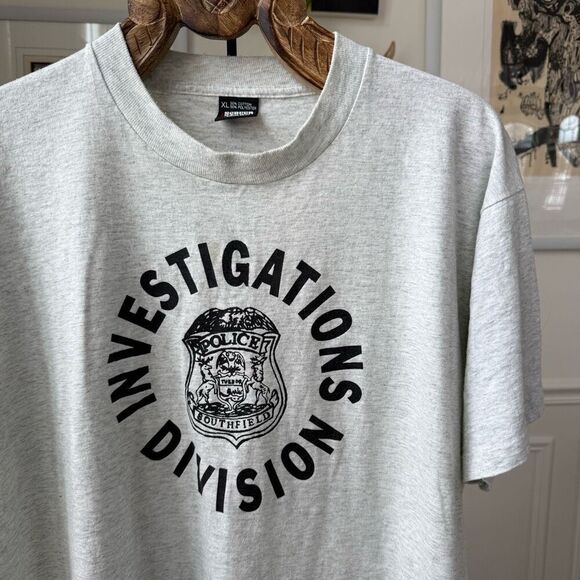Vintage 90s Southfield Police Investigations Division Single Stitch Short Sleeve - Picture 1 of 6